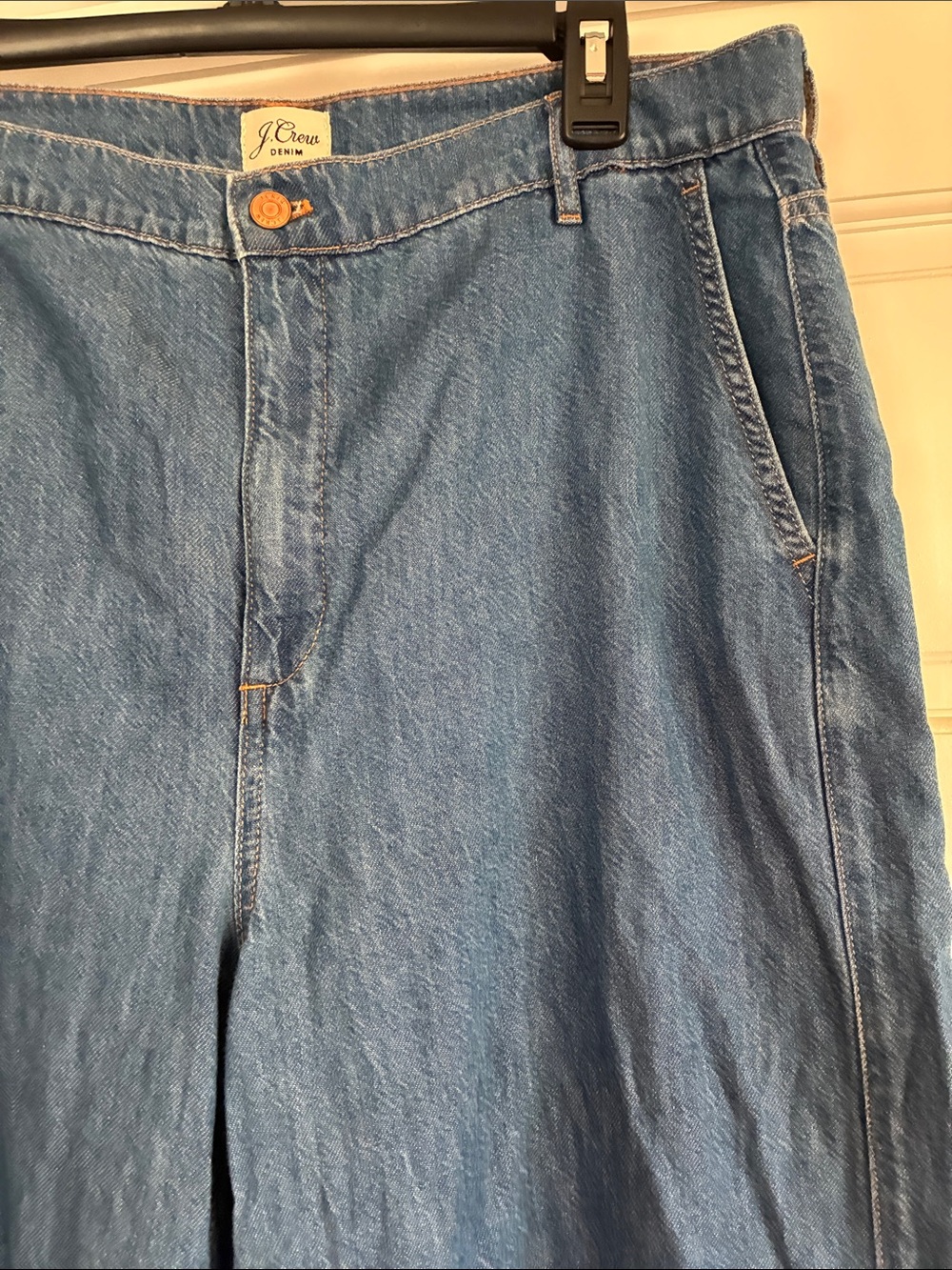 J. Crew Relaxed Wide-Leg Jeans in Medium Blue - Picture 2 of 10